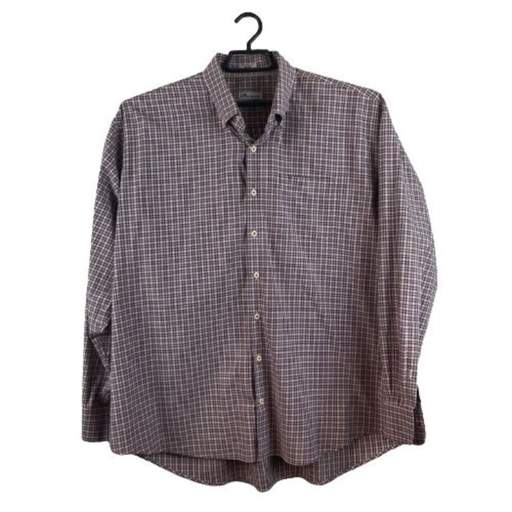 Peter Millar Mens 2XL  Blue Red White Plaid Long Sleeve Button Down Shirt